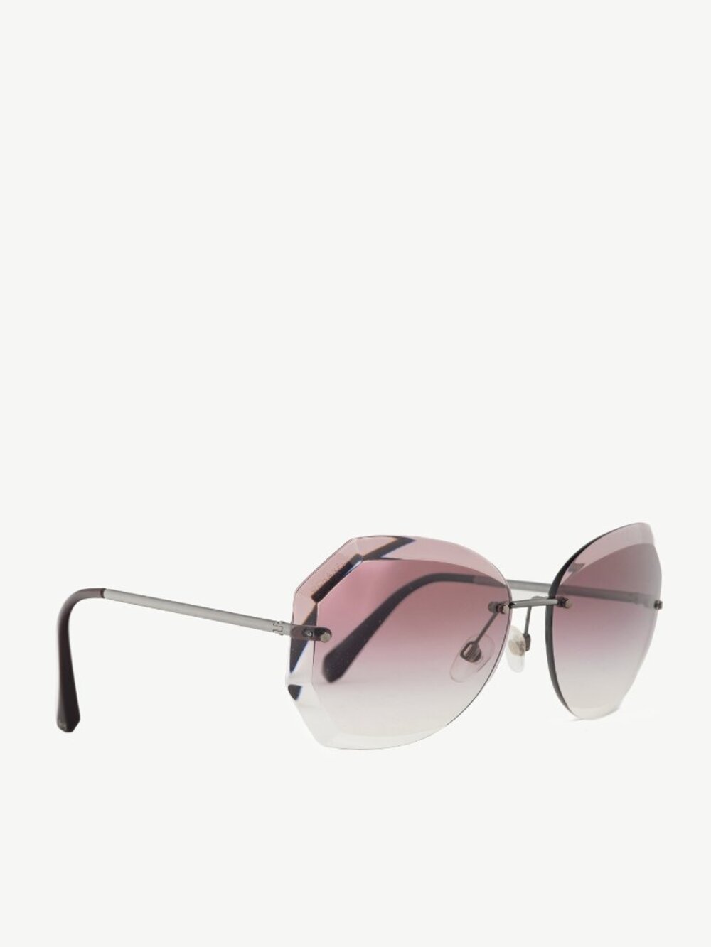 Chanel 4220 Eggplant & Silver-Tone Faceted Rimless Sunglasses